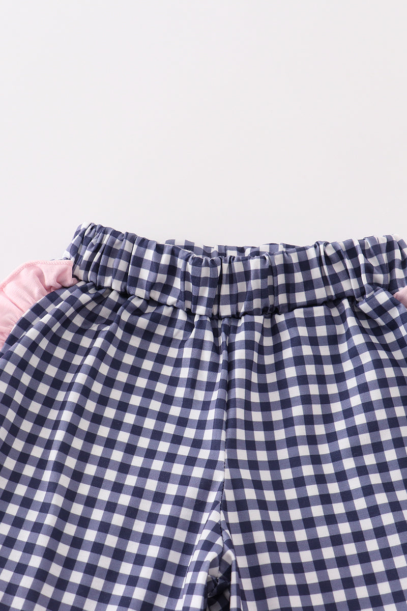 Pink fishing puppy applique girl set