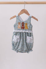 Floral puppy embroidery ruffle bubble