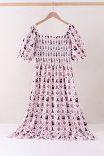 Pink Cat Print Mom Dress