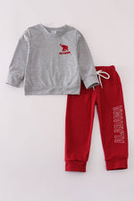 Grey Alabama embroidery pants set