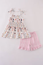 Pink party puppy print set