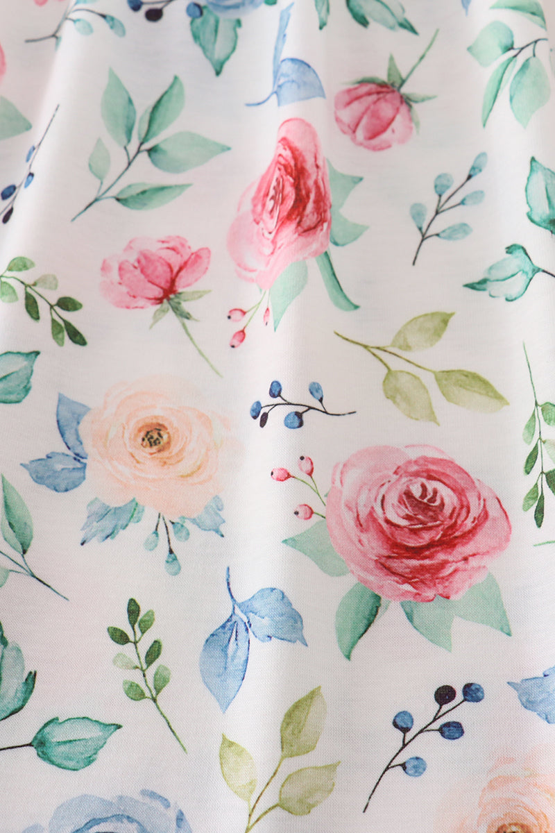 Green garden rose dress