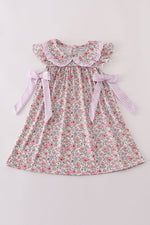 Purple floral print tiered mom&me dress