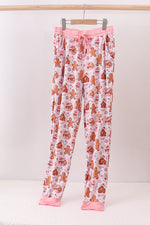 Pink gingerbread house bamboo mom pajmas pants