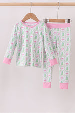 Pink christmas tree bamboo pajama set