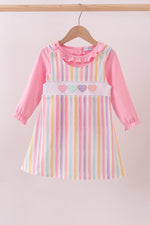 Multicolored heart smocked 2pc set
