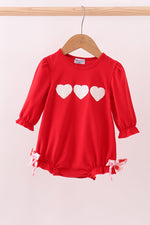 Red heart french knot bow bubble