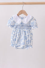 Blue rose smocked bubble
