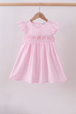 Pink bow smocked ruffle dress