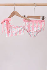 Blush floral print bow 2pc swimsuit