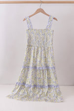 Golden meadow floral smocked tiered dress (length 41.33inch)