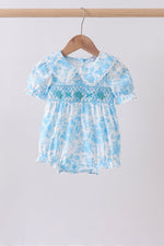 Blue rose smocked bubble