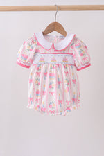 Pink birthday cake smocked bubble