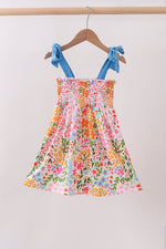 Summer floral print smocked mom&me dress