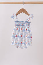 Blue Sailboat Smocked Bubble