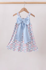 Blue Floral Bow Dress