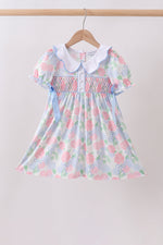 Blue Hydrangea Smocked Pearl Dress