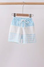 Blue Plaid UPF Swim Trunks