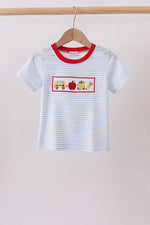Blue Apple Bus Embroidered Top