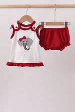Maroon Alabama Elephant Applique Bloomer Set