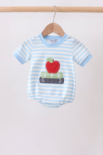 Blue Stripe Apple Book Appliqué Bubble