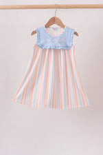 Seashell Stripe Embroidered Dress