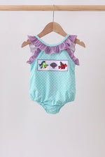 Blue under the sea Embroidered UPF Swim One-Piece