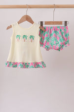 Palm Tree Embroidered Bloomer Set