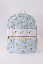 Blue hunting dog embroidery backpack