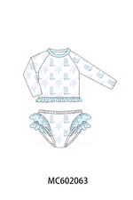 Blue Boots Ruffle Rashguard Set