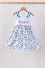 Blue Shells Embroidered Dress