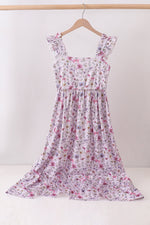 Purple Garden Ruffle Mom Dress