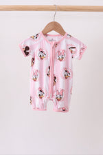 Pink character bamboo romper