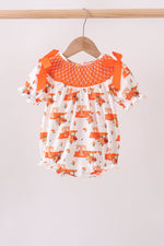 Orange Tennessee Smocked Bow Bubble