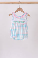 Pink Crocodile Smocked Gingham Bubble