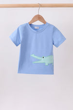Blue Crocodile Applique Top