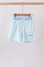 Blue Crocodile Embroidered Swim Trunks
