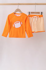 Orange Football 2PC Long Sleeve Swimsuit