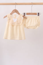 Oatmeal character french knot bloomer set