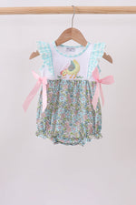 Mint Chicken Applique Ruffle Bubble