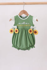 Green Sunflower Applique Ruffle Bubble