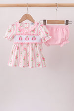 Pink Pumpkin Embroidery Ruffle Bloomer Set