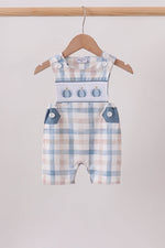 Blue Pumpkin Embroidery Gingham Bubble