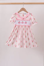 Pink Pumpkin Embroidery Ruffle Dress