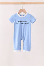 Blue Embroidery Romper