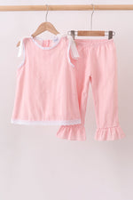 Pink Lace Ruffle Pants Set