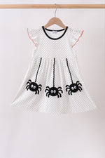 Black Spider Embroidery Ruffle Dress