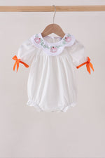 Orange Pumpkin Bow Embroidery Bubble