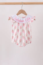 Pink Touchdown Smocked Ruffle Bubble