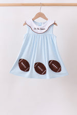 Blue Stripe Football French Knot Dress